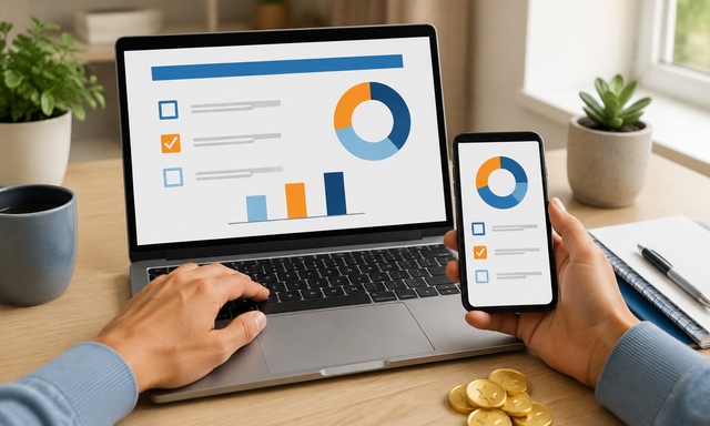 パソコンとスマートフォンでアンケートに回答するIpsos iSay向け独自生成イメージ